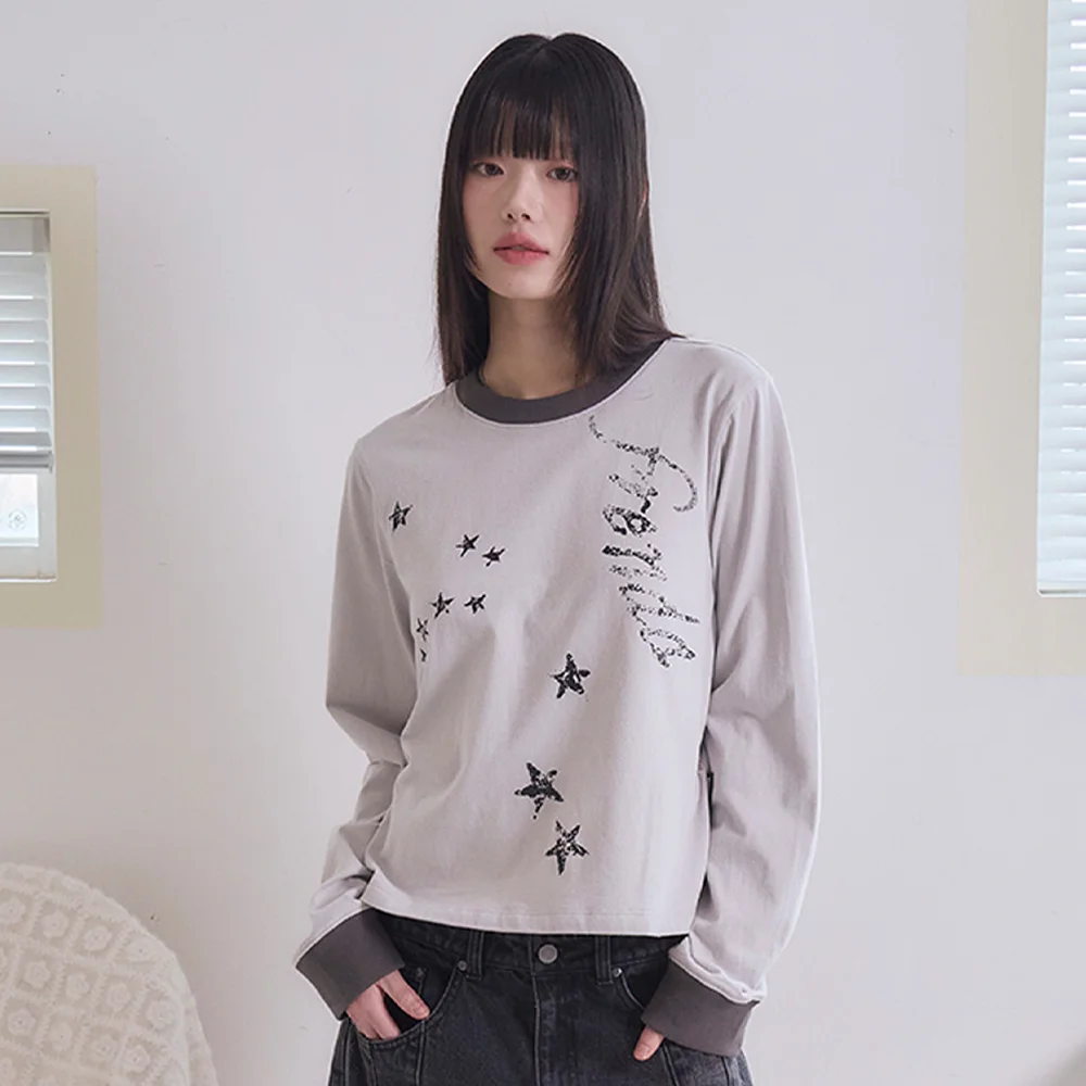 CRACK STAR LOGO LONG SLEEVE GRAY
