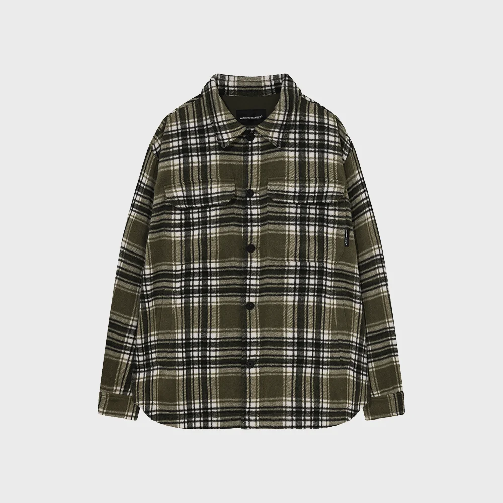 BRUSHED CHECK PATTERN SHIRTS (KHAKI)