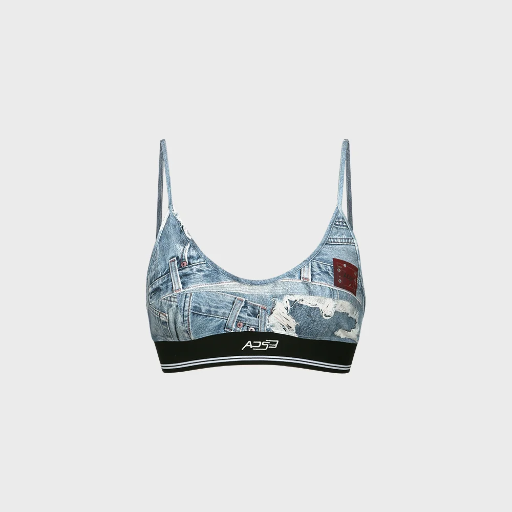 (WOMEN) DENIM PRINTED BRA-TOP atb1112w(BLUE)