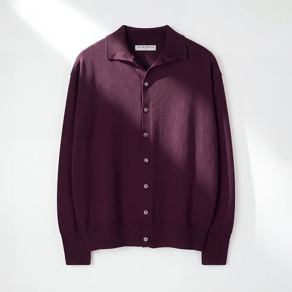 High Neck Soft Cardigan PLUM