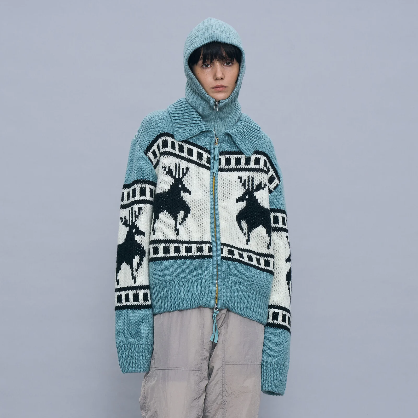 COWICHAN KNIT ZIP-UP CARDIGAN_SKY BLUE