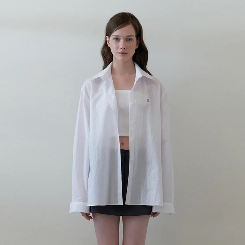 basic loose logo shirts - white