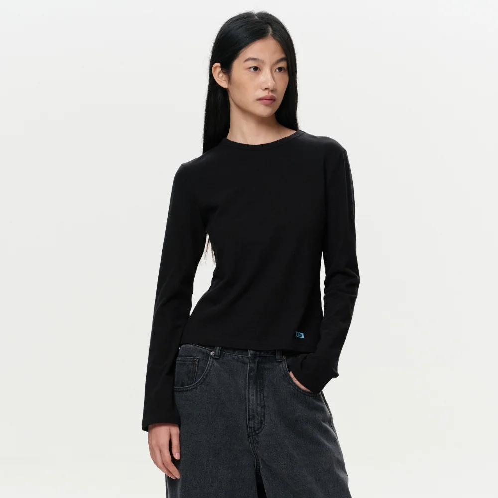 WOMEN ERA VINTAGE COTTON LS T - BLACK