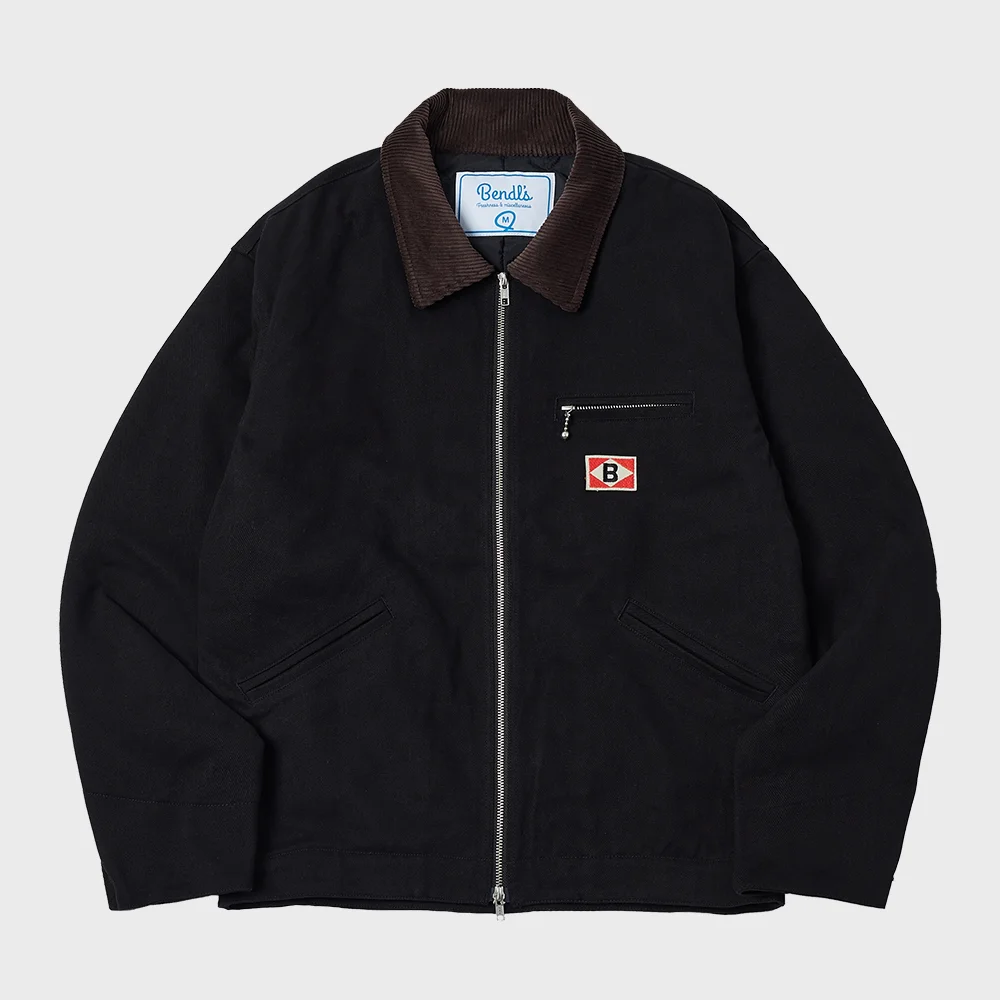 QUILTED WORK JACKET -BLACK