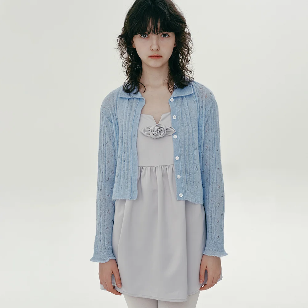 COLLAR MOHAIR CARDIGAN (SKY)