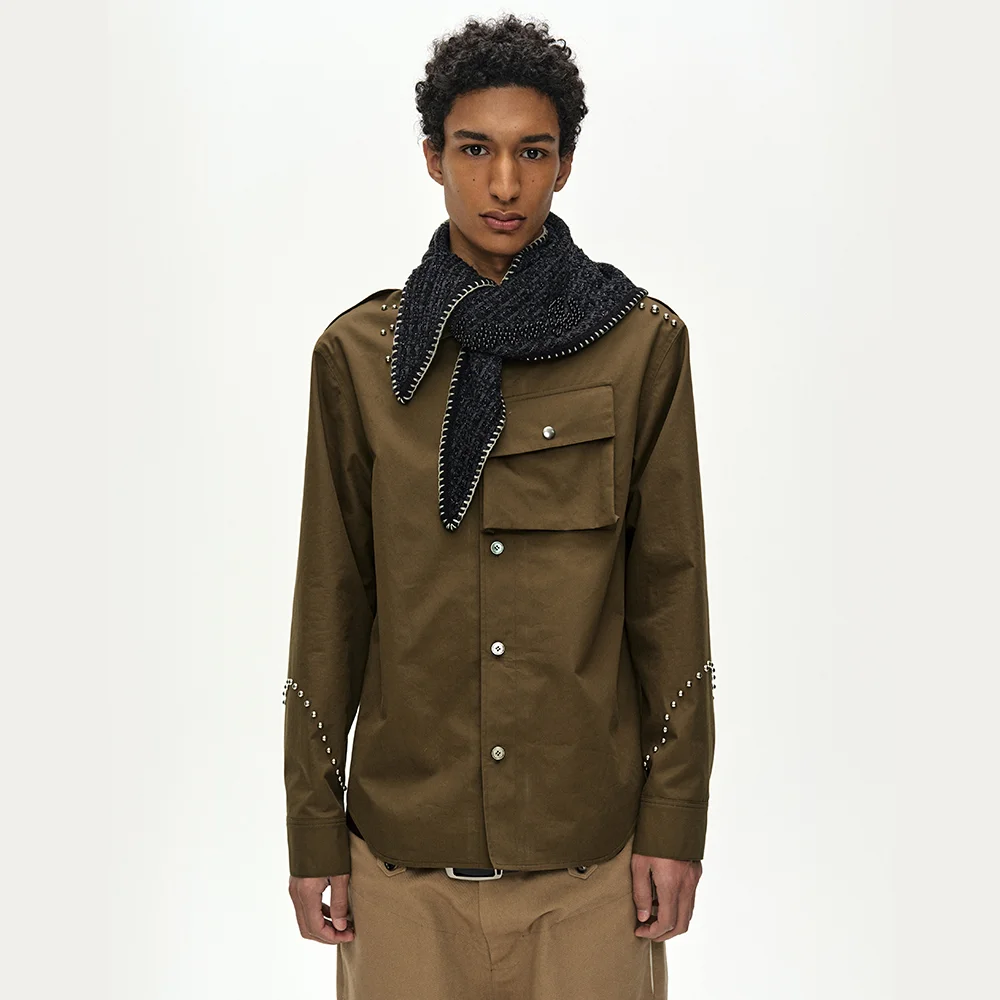 ROGHEN STUDDED SHIRT (BROWN)