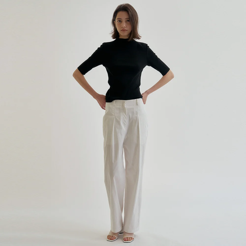 WAIST COTTON PANTS_WHITE