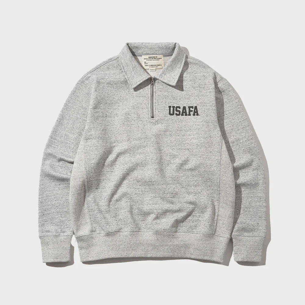 厚磅 USAFA 半 拉鏈 衛衣 襯衫 麻灰色 灰色