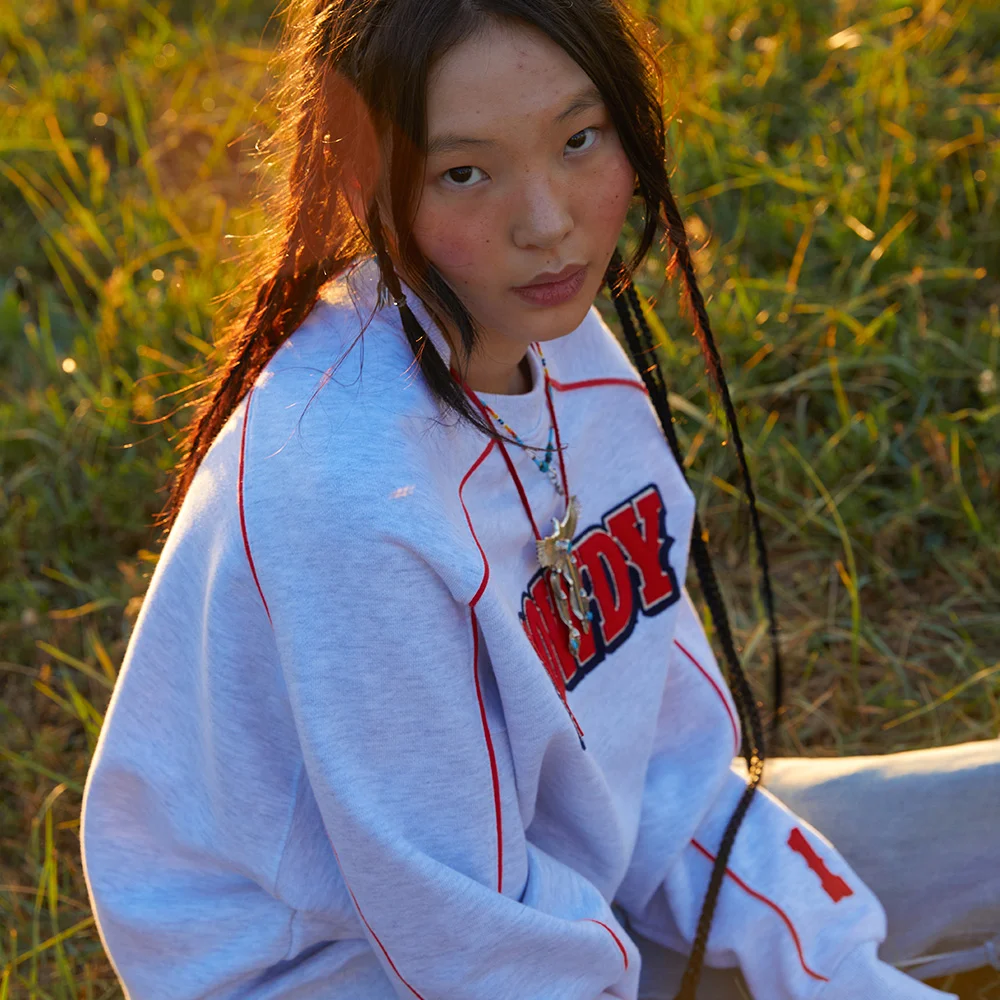 HOWDY PIPING SWEATSHIRT WHITEMELANGE