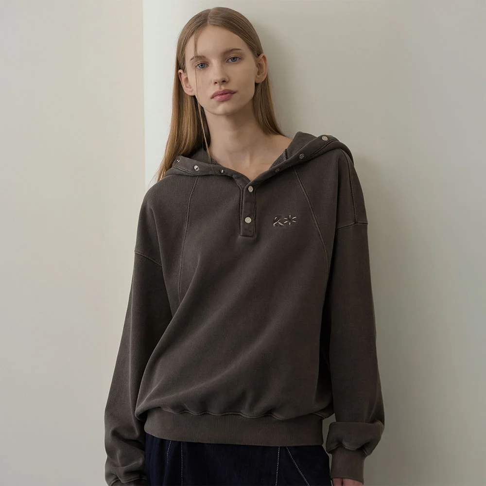 Pigment Heavy Sweat Burton Hoodie_Charcoal Brown