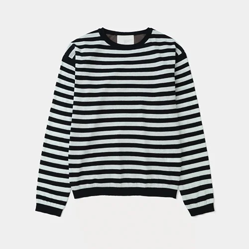 Stripe Boat Neck Knit (Black)