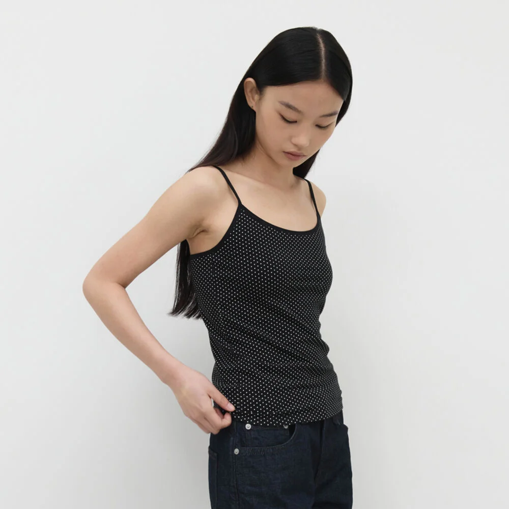 SLIM FIT DOT SLEEVELESS / BLACK