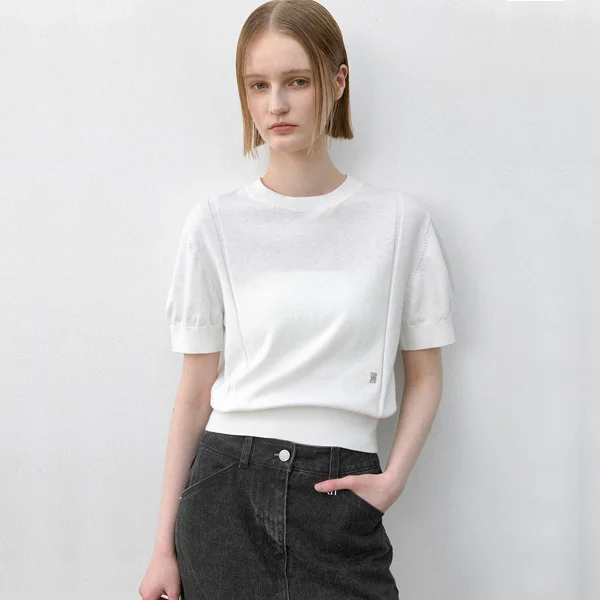 ESSENTIAL WOOL DAPHNEL HALF SLEEVE KNIT(T-7020)_2Colors