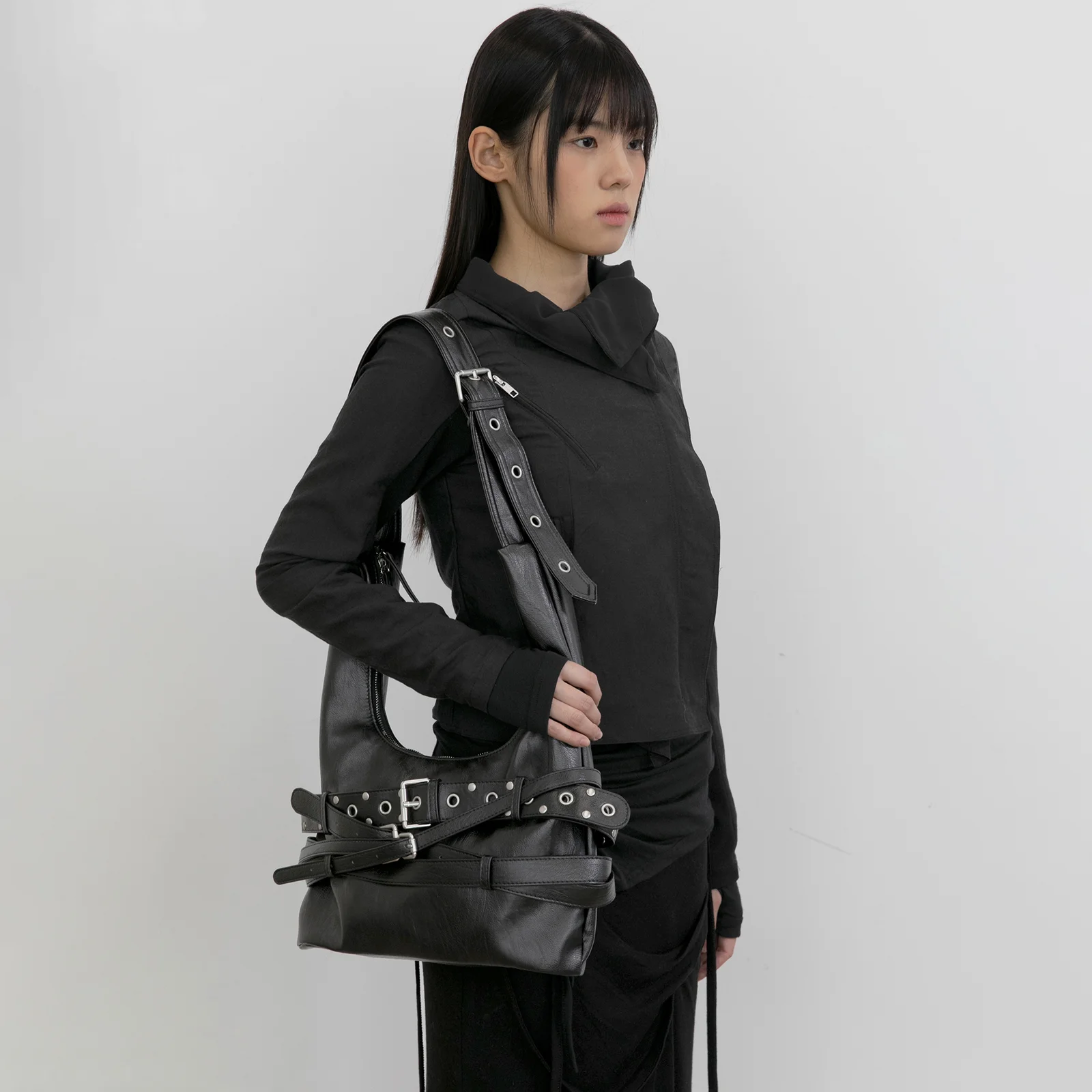 3-Layered Belted Bag (FL-742_Black)