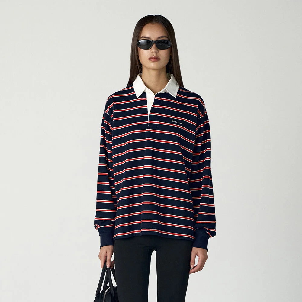 STRIPED RUGBY SHIRT (NAVY)