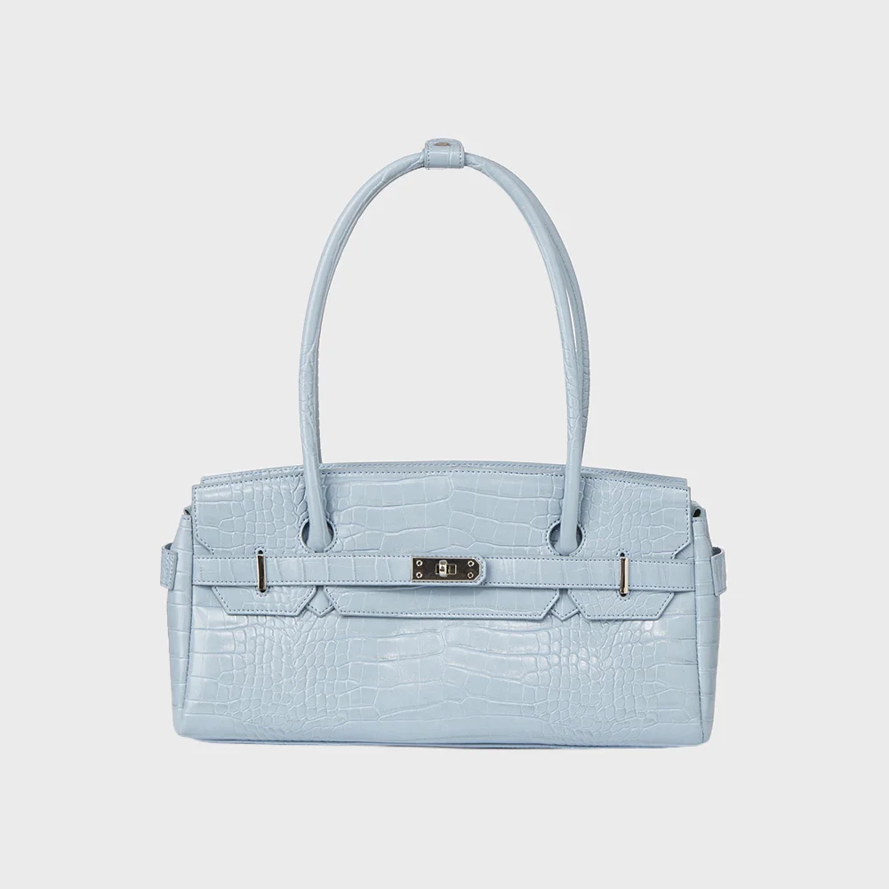 CROCODILE PATTERN TWO-WAY BAG IN SKY BLUE