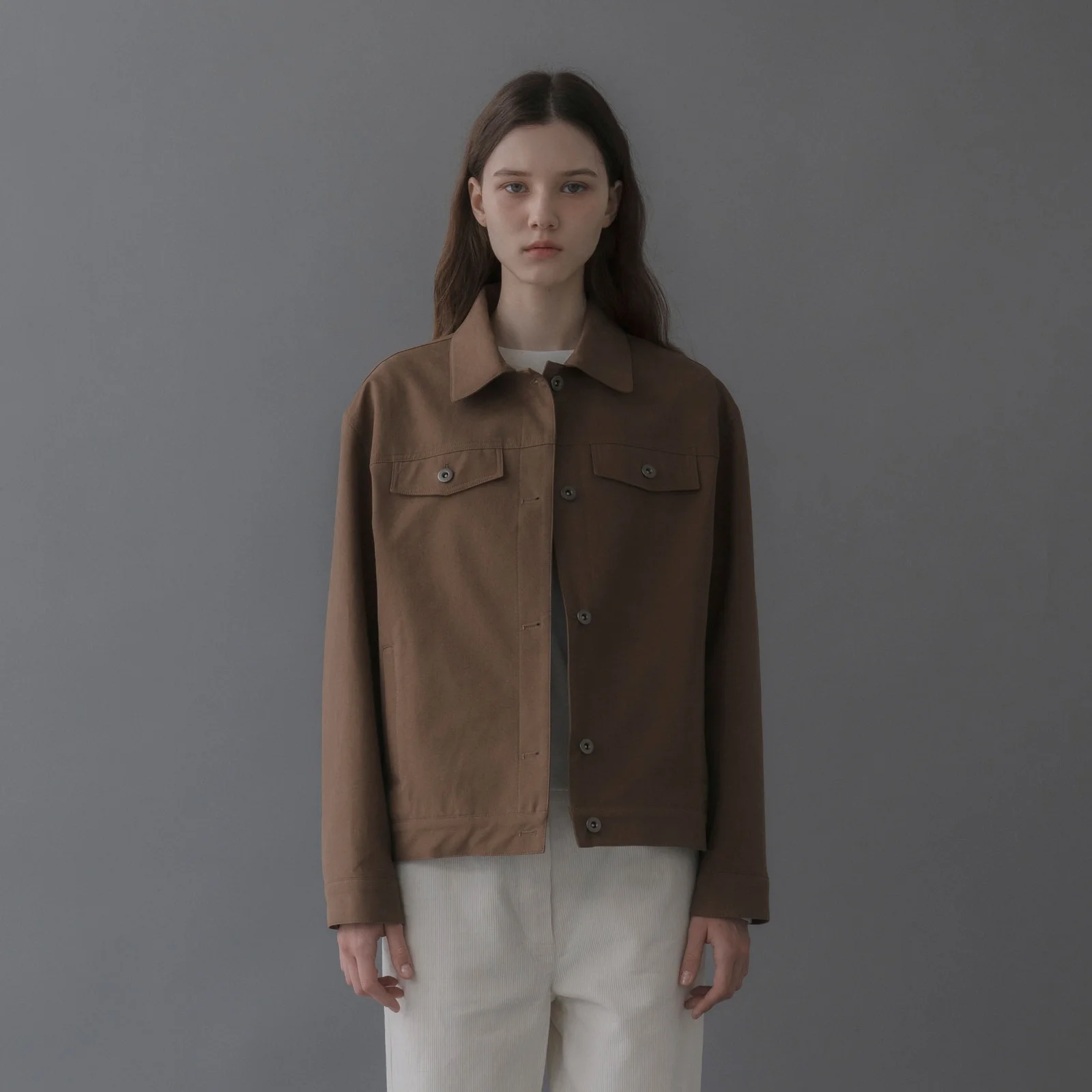 Cotton Trucker Jacket(Coffee Brown)