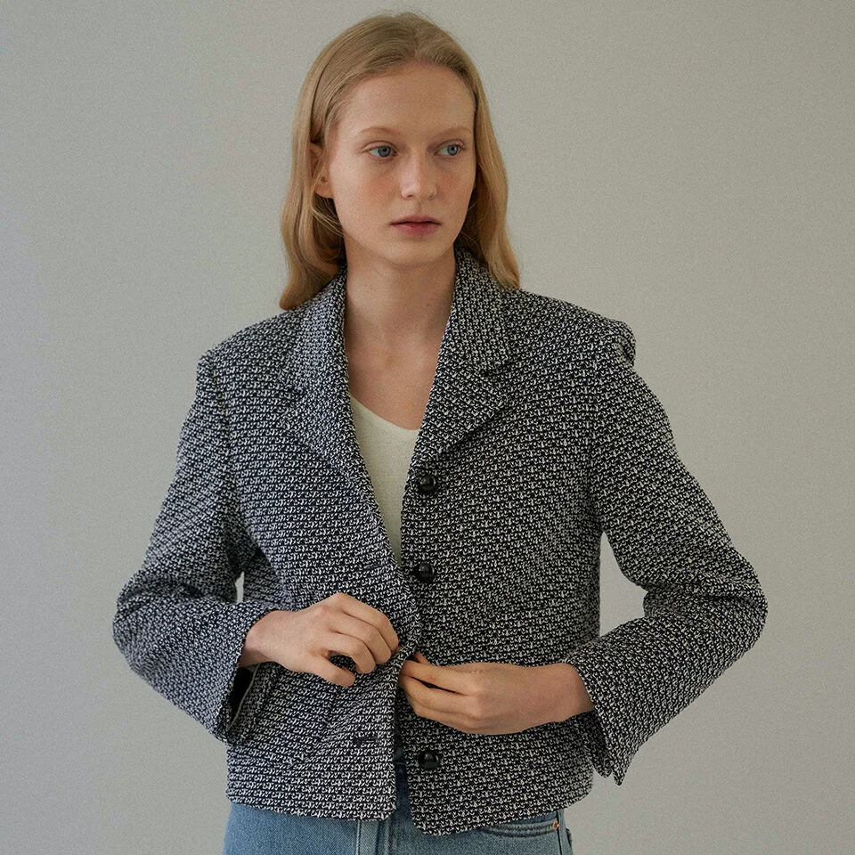 weaving tweed jacket (navy)