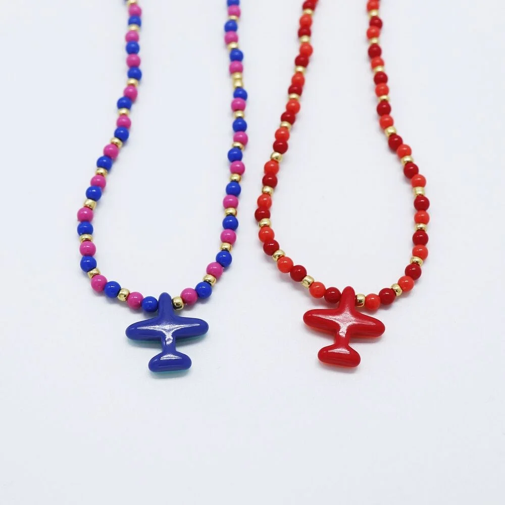 Formica airplane colorball Necklace Homaika 雙色調 飛機 串珠 頸鏈
