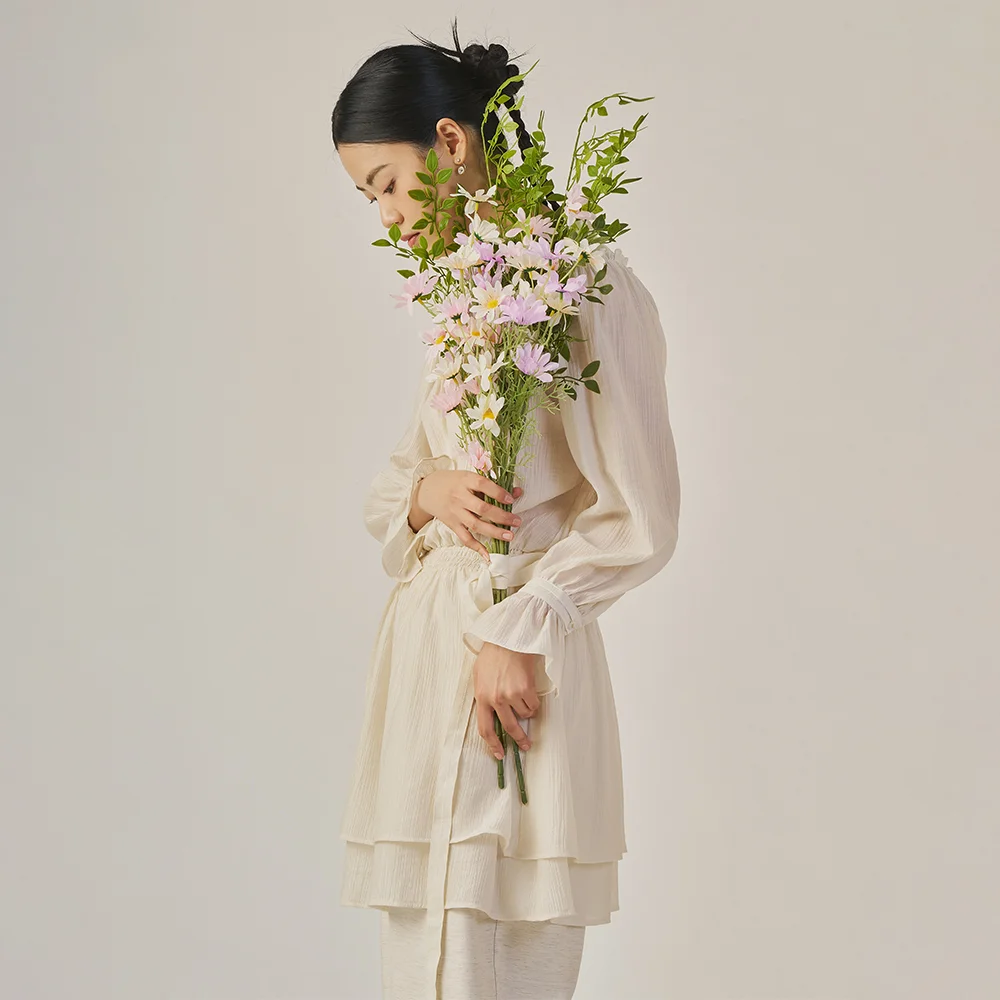 蓬鬆 衣袖 Boho Chic 迷你 連衣裙