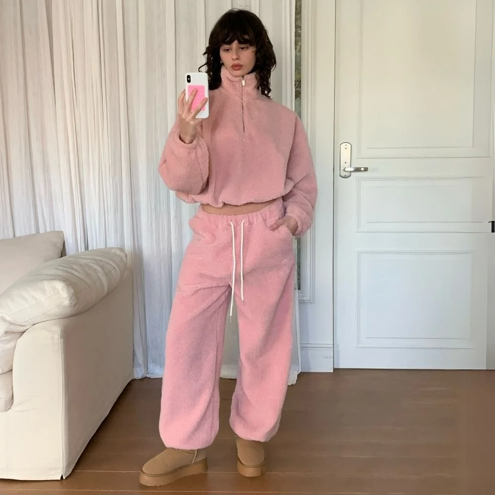 Sherpa Two-Way Sweatpants 淺粉紅
