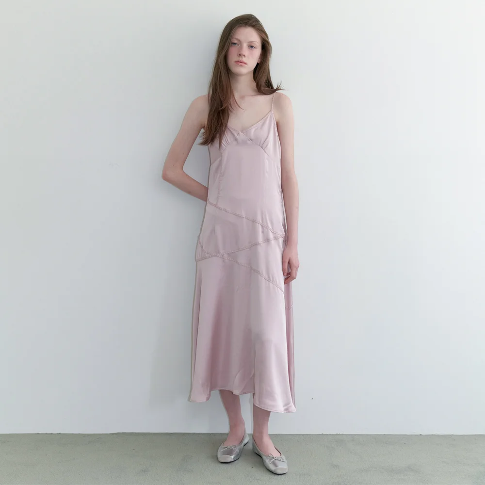 lace line slip dress - indi pink