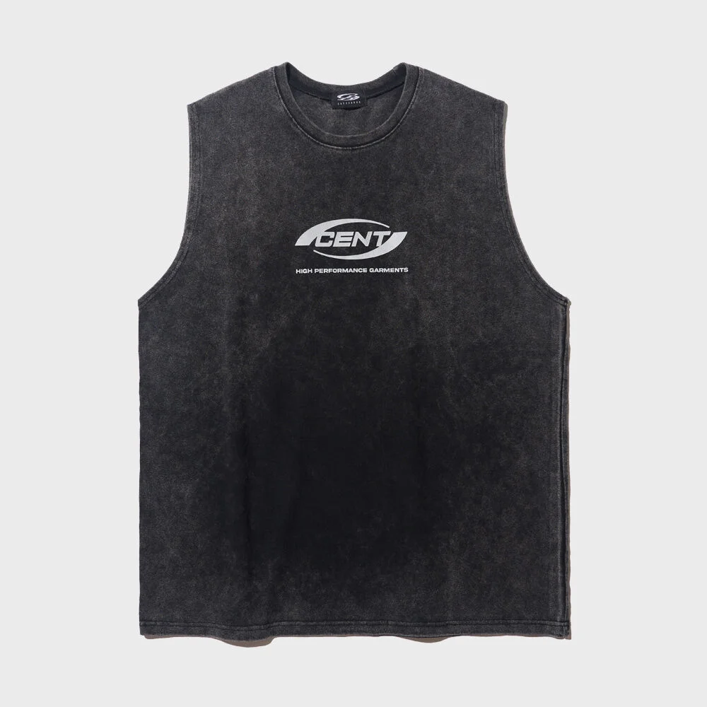 PIG DING OVER BOX LOGO SLEEVELESS SHIRT (BLACK)