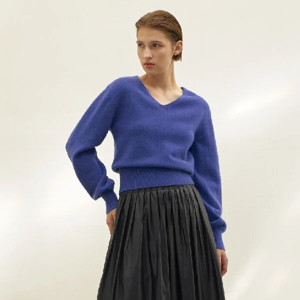 SOFT VOLUME SLEEVE V-NECK KNIT (T-6711)