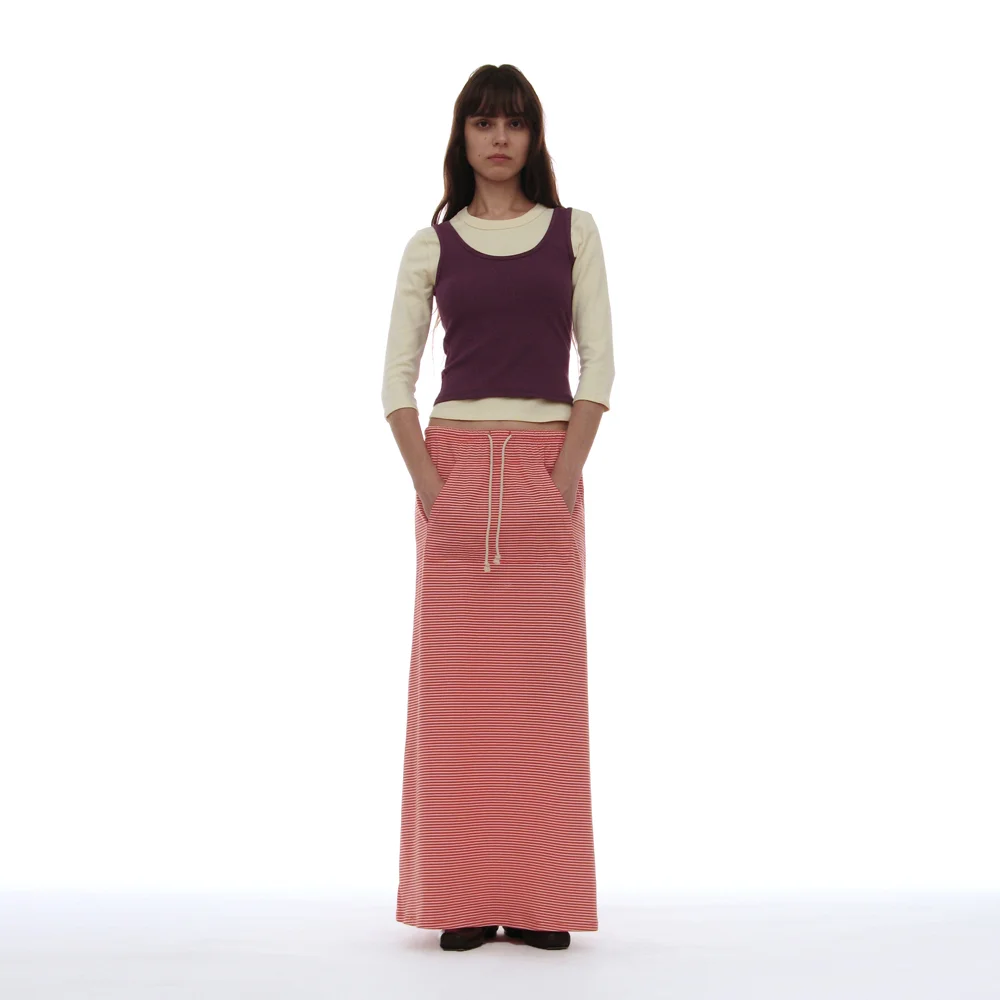 PWC JERSEY MULTI STRIPE MAXI SKIRT_8COLOR