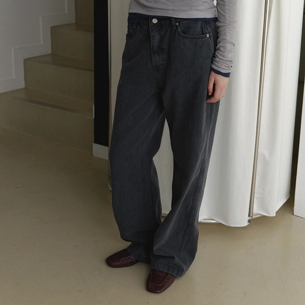 Washed dyed pants_charcoal