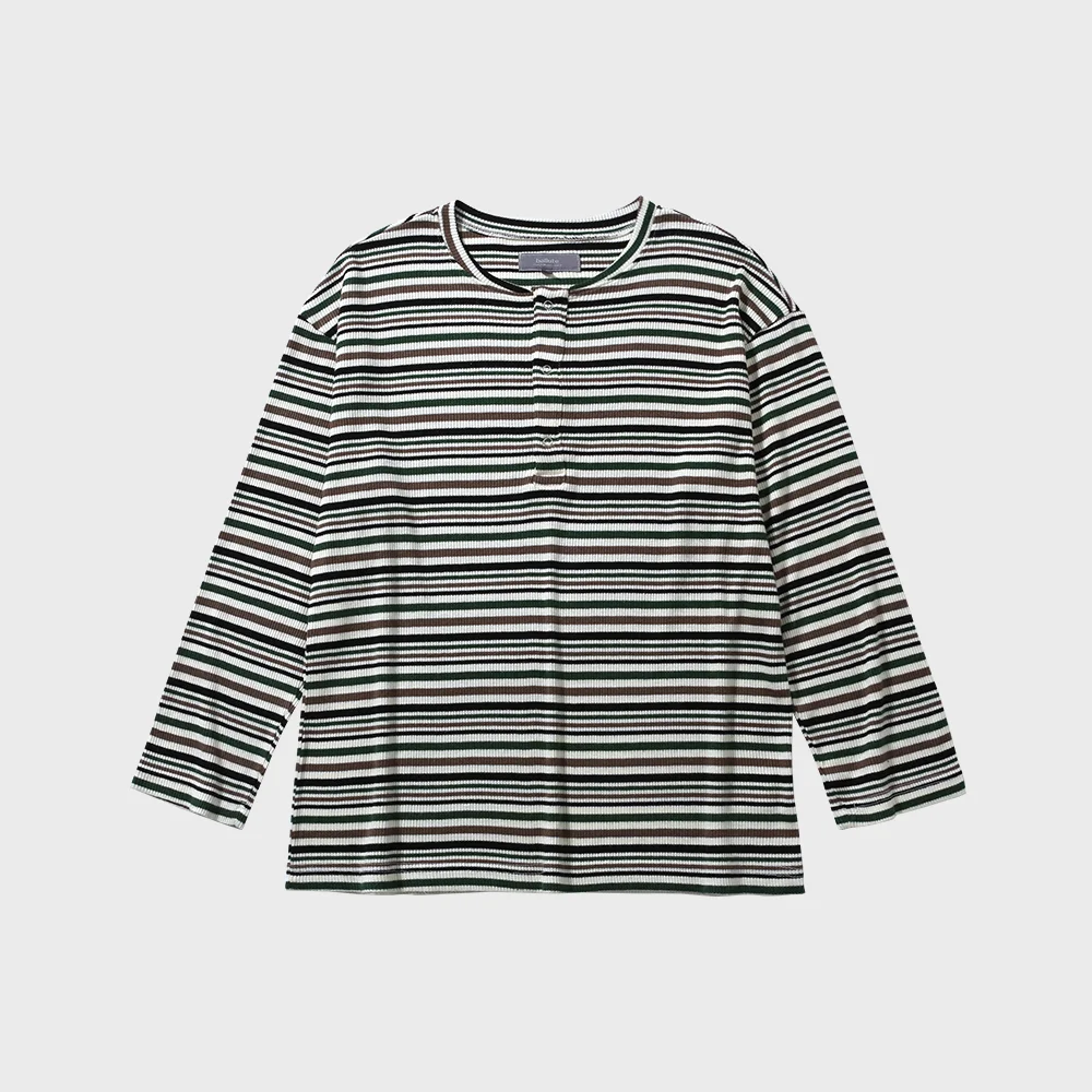 IRISH HENRYNECK STRIPE LONG SLEEVE (MULTI GREEN)