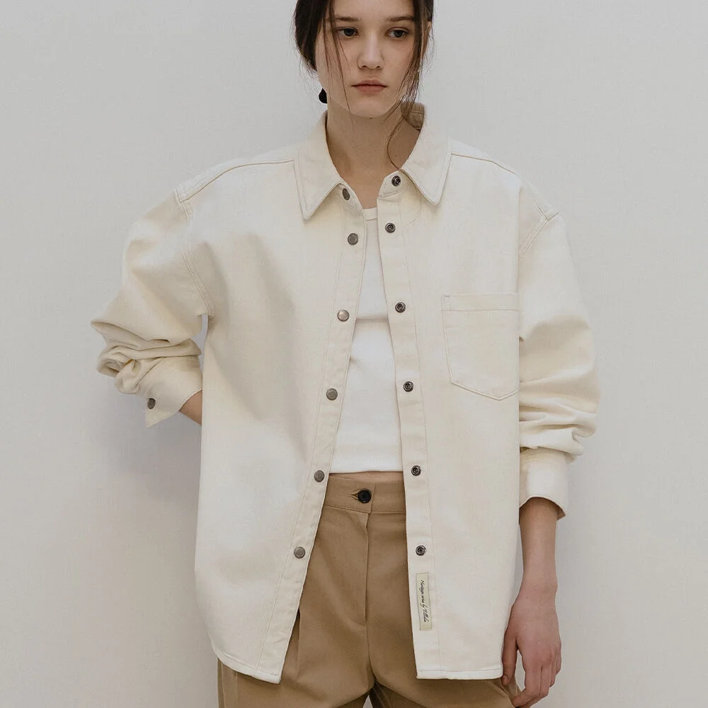 Classic denim shirt jacket _Ivory