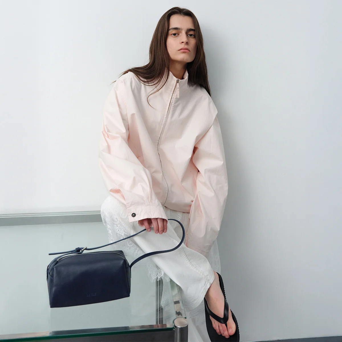 Ground Raglan Zip-up Jumper - Blush Pink
