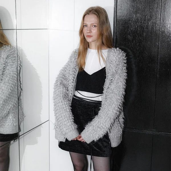 MOHAIR BOLD LOOF KNIT CARDIGAN (CD-2242)