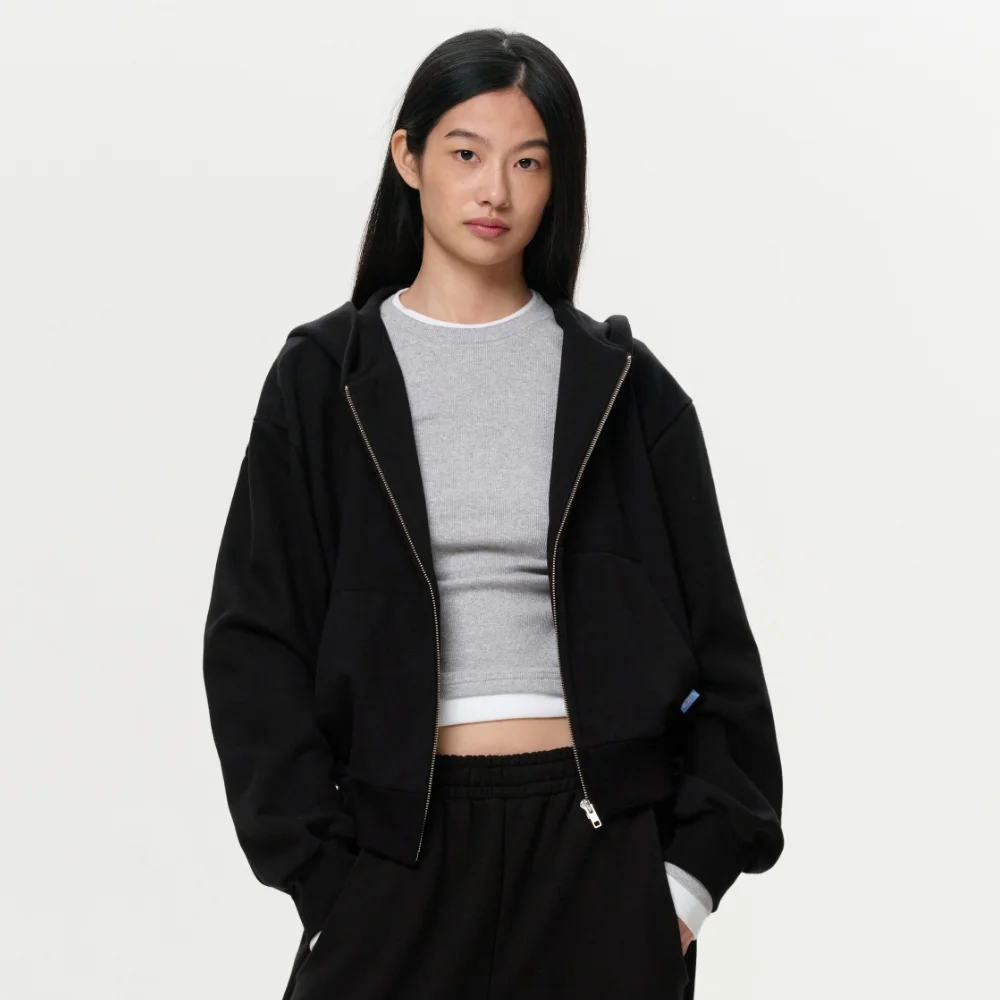 UNISEX ERA OVERSIZED HOODED ZIP-UP - BLACK