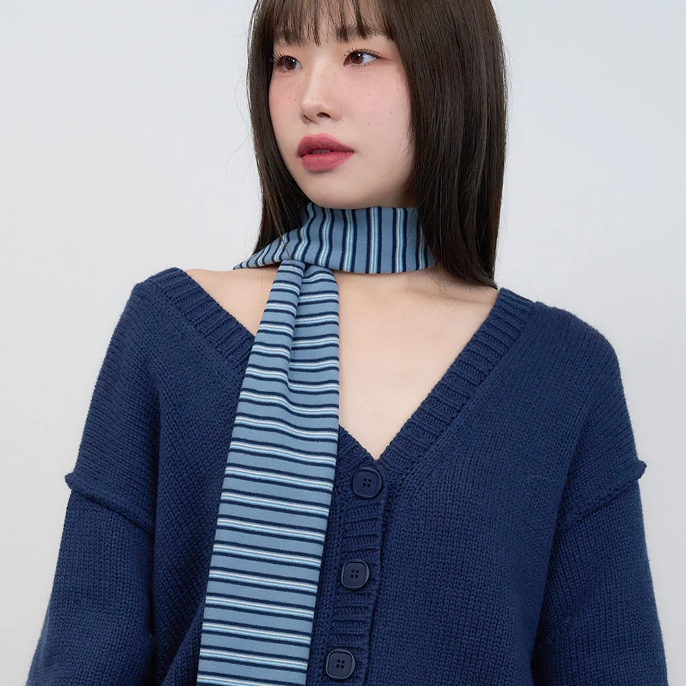 vintage stripe long scarf - blue