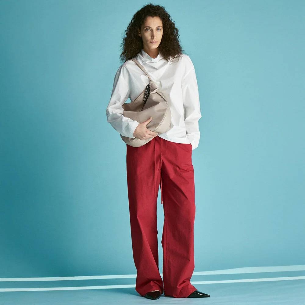 Red Straight-Fit Banding Pants L312-63
