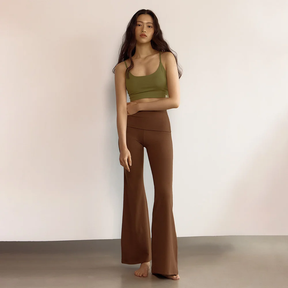 High Waist Bootcut Pants (Brown)
