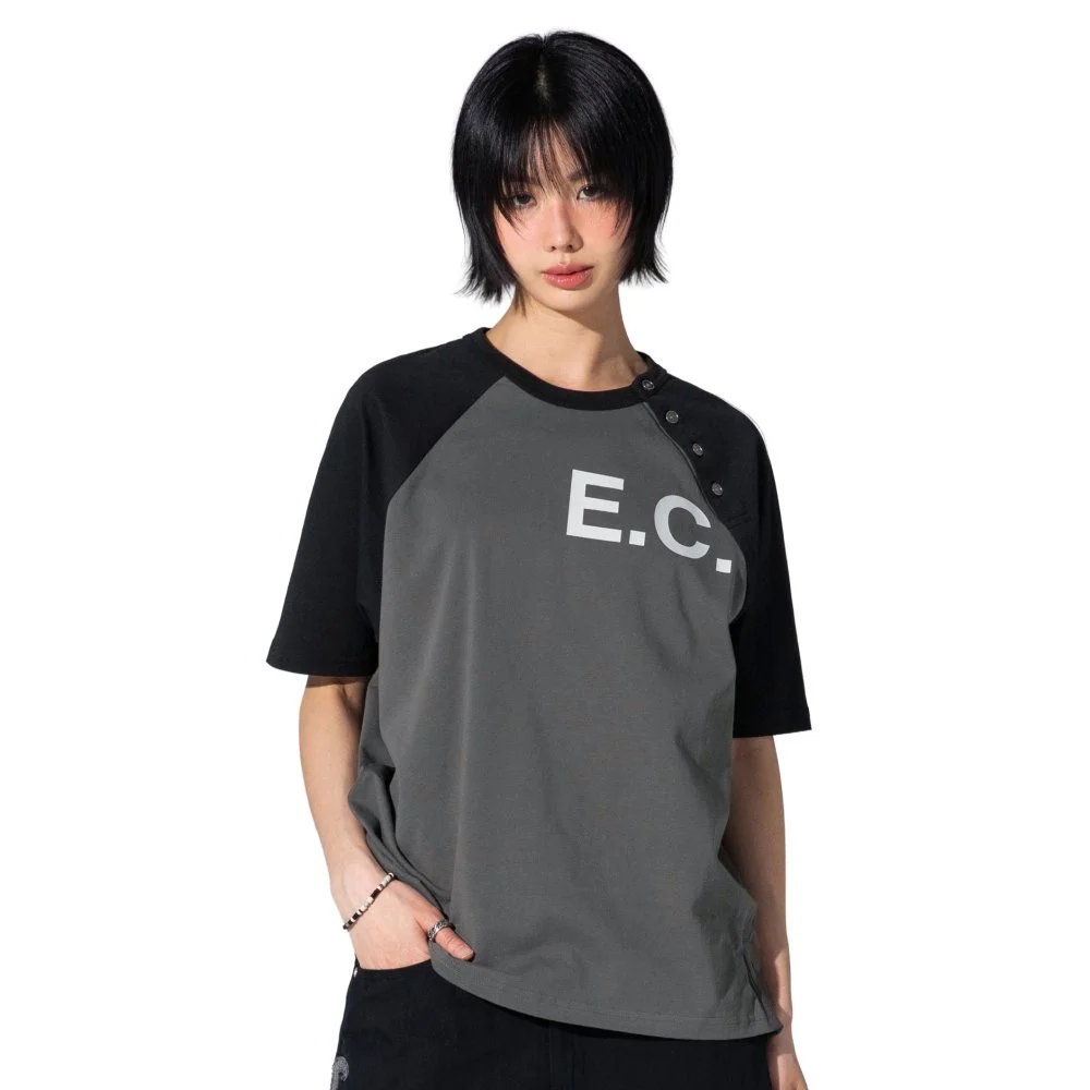 XTT160 E.C 亨利領 插肩 T恤 (BLACK/CHARCOAL)
