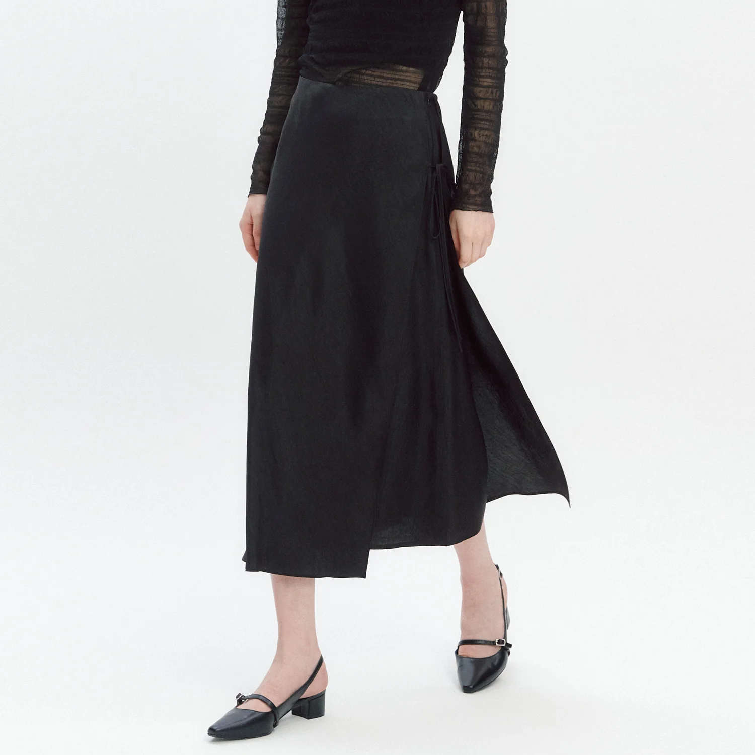 Layered Strap Wrap Skirt BLACK