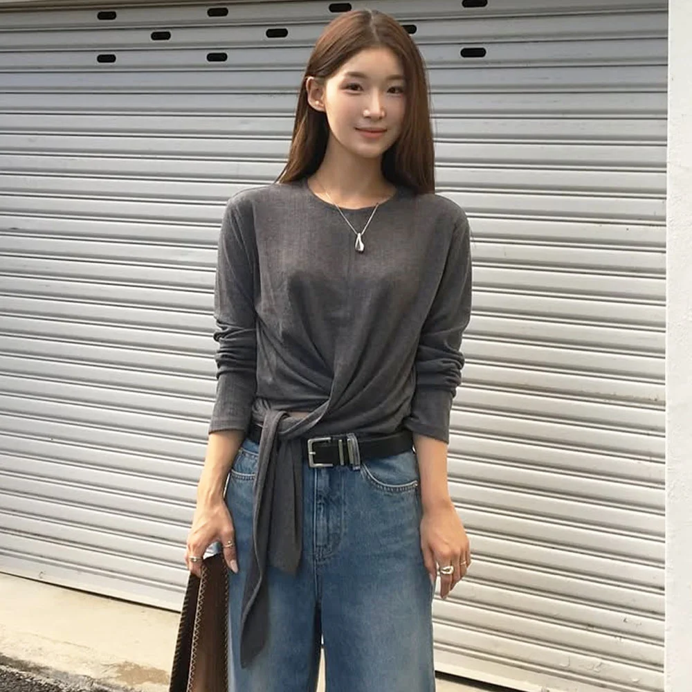 Wrap-Tie Long Sleeve T-shirts E802_12