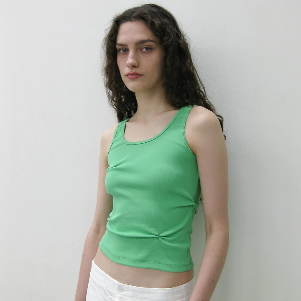RUCHED SLEEVELESS_NEON GREEN
