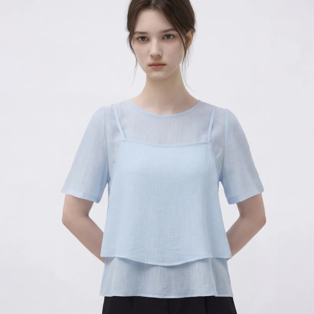 it MICHA 層次 半 衣袖 雪紡衫 ITQ5YBL700_2colors