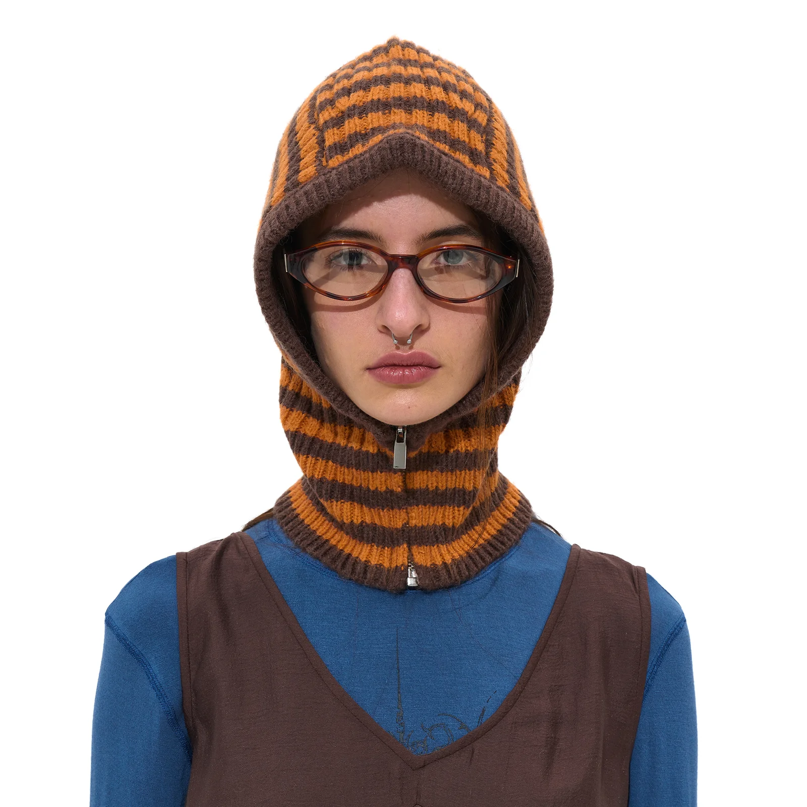 KNIT BALACLAVA_ORANGE STRIPE