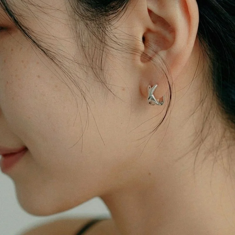 X side earrings (2 color) / X 側邊 一觸即開 耳環