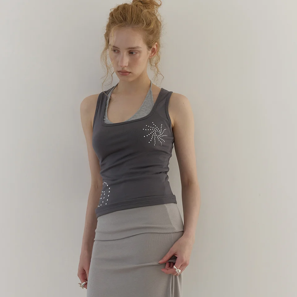 SUNRISE STUD SLEEVELESS (CHARCOAL)