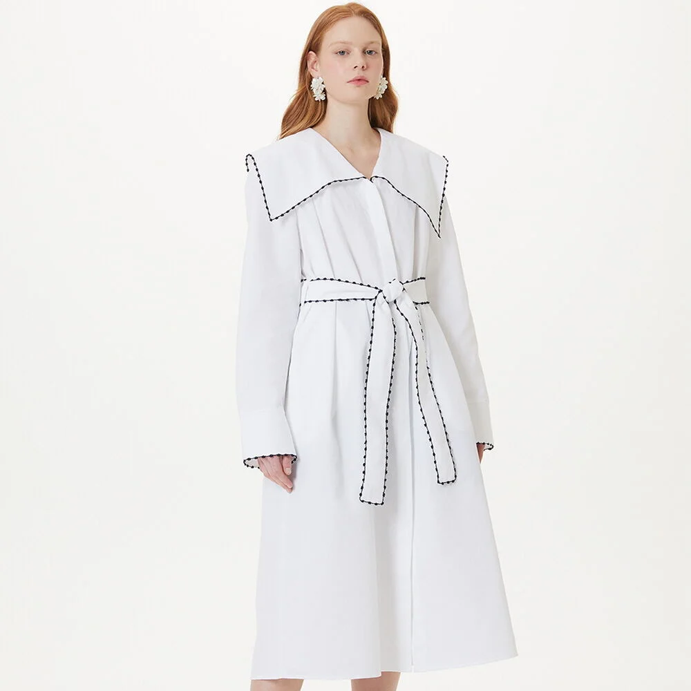 SCARF NECK ROBE DRESS (IVORY)
