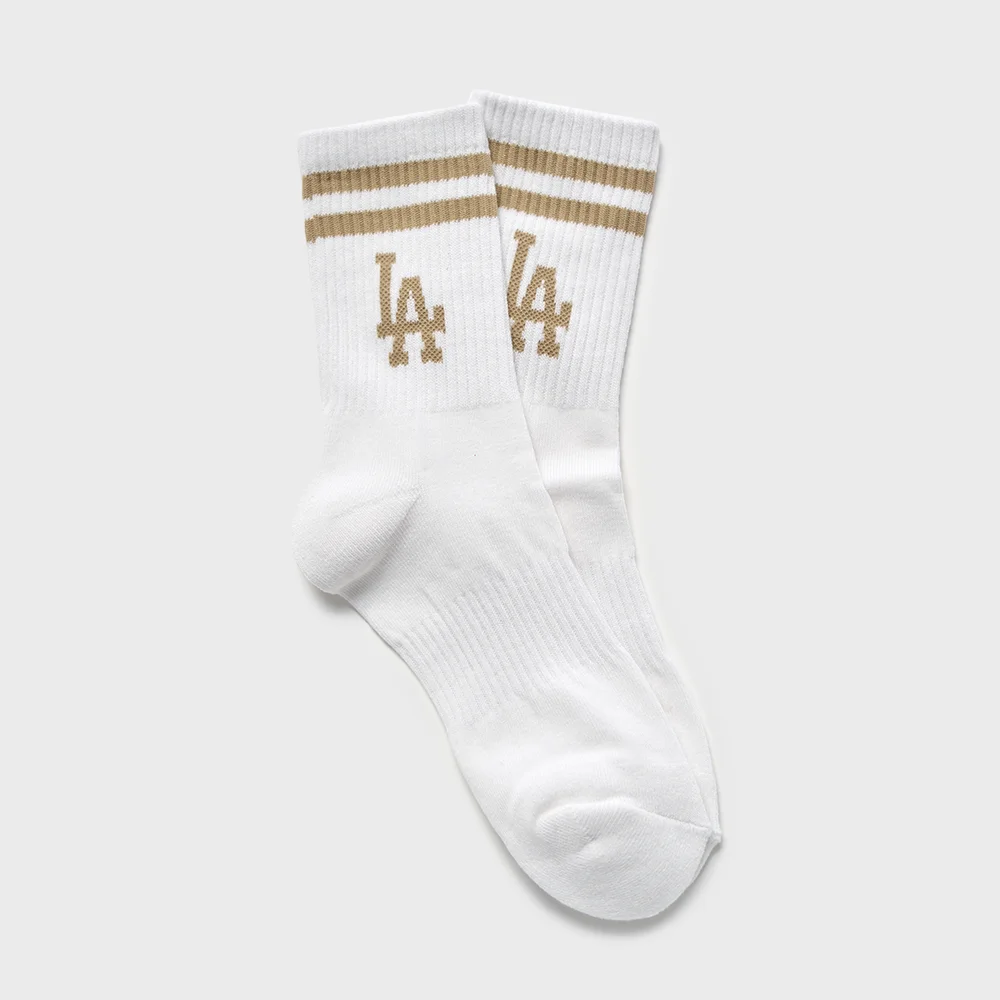 大標誌 條紋 長筒襪 LA (Beige)