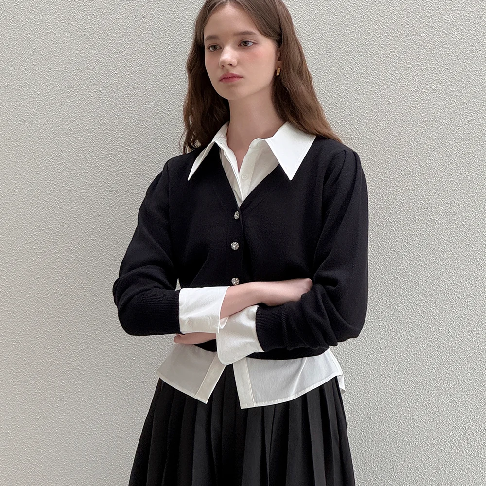 Lautre de min shine V Black knit cardigan