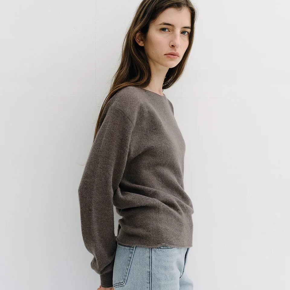 extra fine baby alpaca pullover (brown grey)